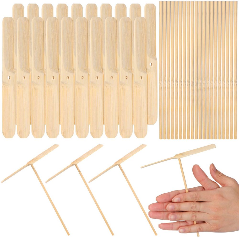 20Pcs Bamboo Dragonfly Flying Helicopter Toys, Hand Rub Propellers for Kids Outdoor Fun, Party Favors, School Rewards, Yard Activities