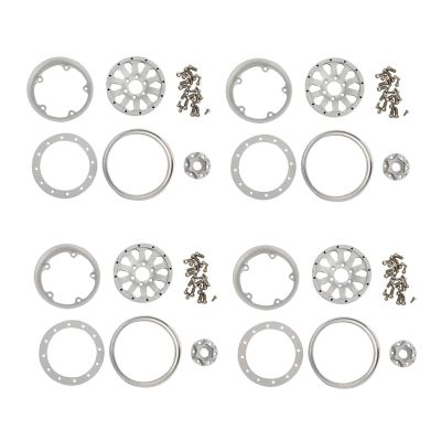 4pcs 1.9inch Aluminum Alloy RC Wheel Hub for 1:10 RC Crawler, Upgraded Solid Hub with Precision Fit for Axial SCX10 SCX10 II 90046 D90 (Silver White Type A)