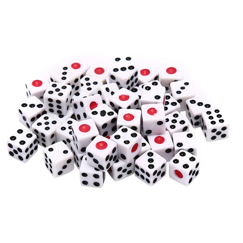 100Pcs / lot 6 Sided Board Games Printing Engraving Educational Toys Digital Number Acrylic Dice for Party Family Metal Dice Set Blue
