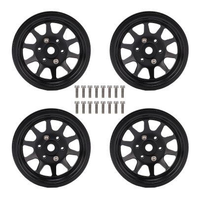 4Pcs Metal 1.9 Inch Wheel Rims for 1:10 RC Crawler, Durable Iron RC Car Wheel Hubs with 10 - Spoke Design, Compatible with Axial SCX10 90046 D90 HSP (Black)