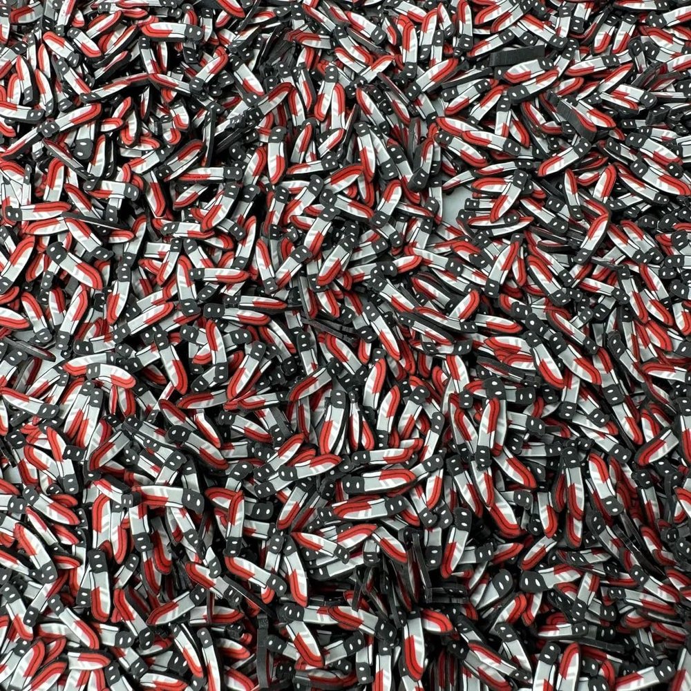 5mm/10mm Fake Bloody Knife Polymer Clay Sprinkles, Halloween Theme Faux Sprinkle Mix for Crafts, Slime, Resin, Tumbler Shakers, Spooky DIY (50g bag, 10mm)