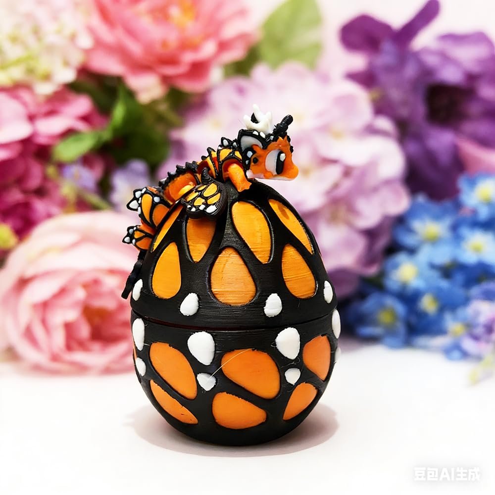 3D Print Cute Nerdy Butterfly Dragon and Egg Model Plastic Ornament Table Decoration Sculpture Ornaments Festival Gifts