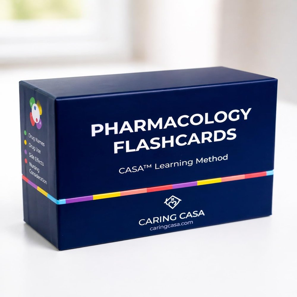 Pharmacology Flashcards for Nursing Students Caring Casa 150+ Medication Review Cards for NCLEX, ATI & HESI Study Drug Classes, Side Effects & Nursing Considerations CASA Pharmacology Method