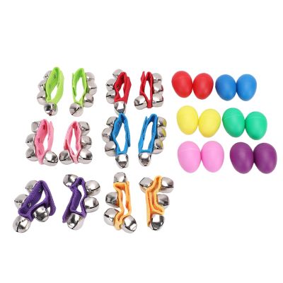 Alomejor Wrist Bells and Egg Shakers Set, Vibrant Musical Instruments for Kids, Adjustable Straps and 12 Colorful Shakers for Interactive Learning Activities