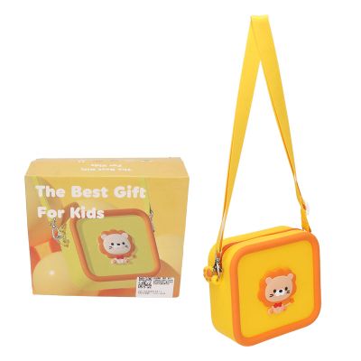 BowyTrading Silicone Kids Camera Bag, Cute Cartoon Animal Design Shockproof Large Capacity Camera Carrying Case with Adjustable Shoulder Strap for Children Over 3 Years (Yellow Lion)