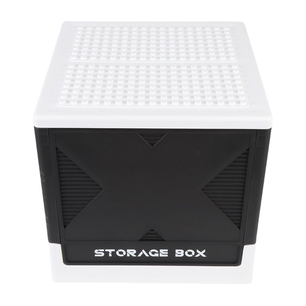 Pomya Building Blocks Storage Box, Stackable Foldable 37L Organizer Container with Baseplate for Home Toys Building Bricks Storage (Black)