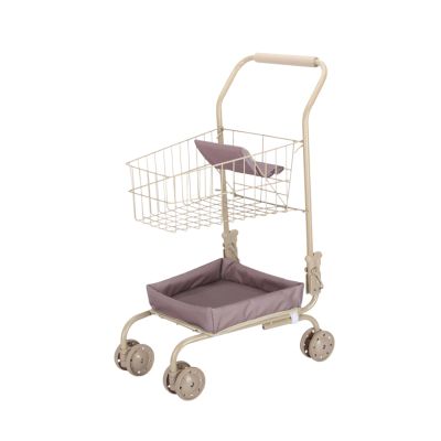 Guohetuk Kids Shopping Cart Toy Miniature Foldable Supermarket Trolley Pretend Play Grocery Handcart with Sturdy Metal Construction and Universal Wheels for, Solid Color Basket