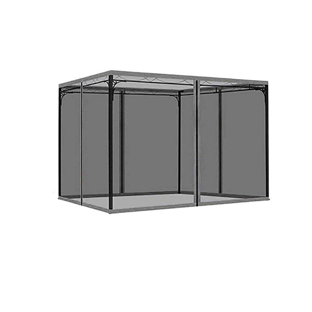 Outdoor Gazebo Netting Universal Canopy Net Screen 4 Door Panel Sidewall Curtain with Zippers for Garden Patio(L300xW300xH210cm)