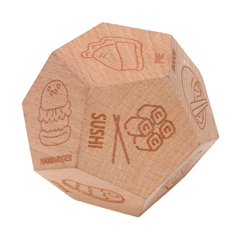 Alomejor Food Decision Dice, Beech Wood 12 Sided Dinner Choosing Dice for Family and Friends Gatherings