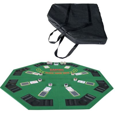 48" Folding Poker Tabletop for 8-Player Texas Holdem Octagon Game Mat
