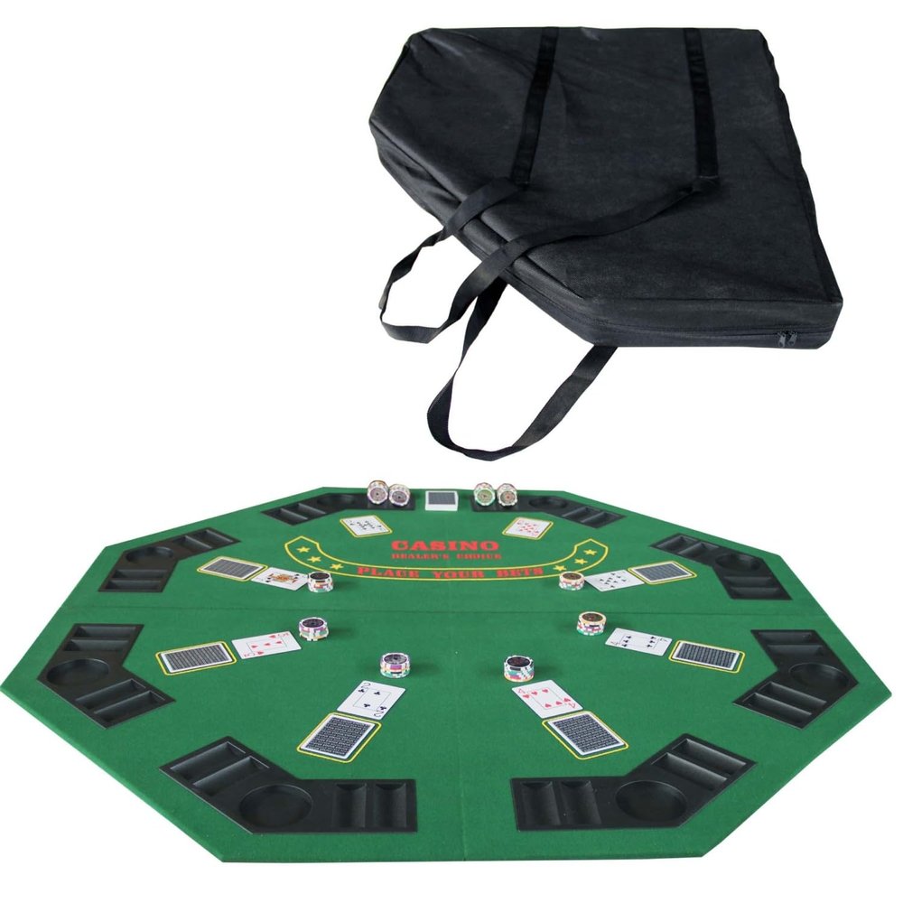 48" Folding Poker Tabletop for 8-Player Texas Holdem Octagon Game Mat