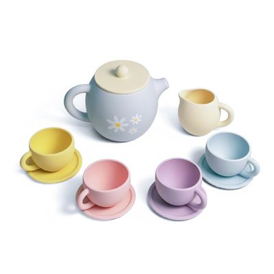 Mitico Silicone Tea Set for Toddlers 12M+, Montessori Pretend Play Tea Party Set