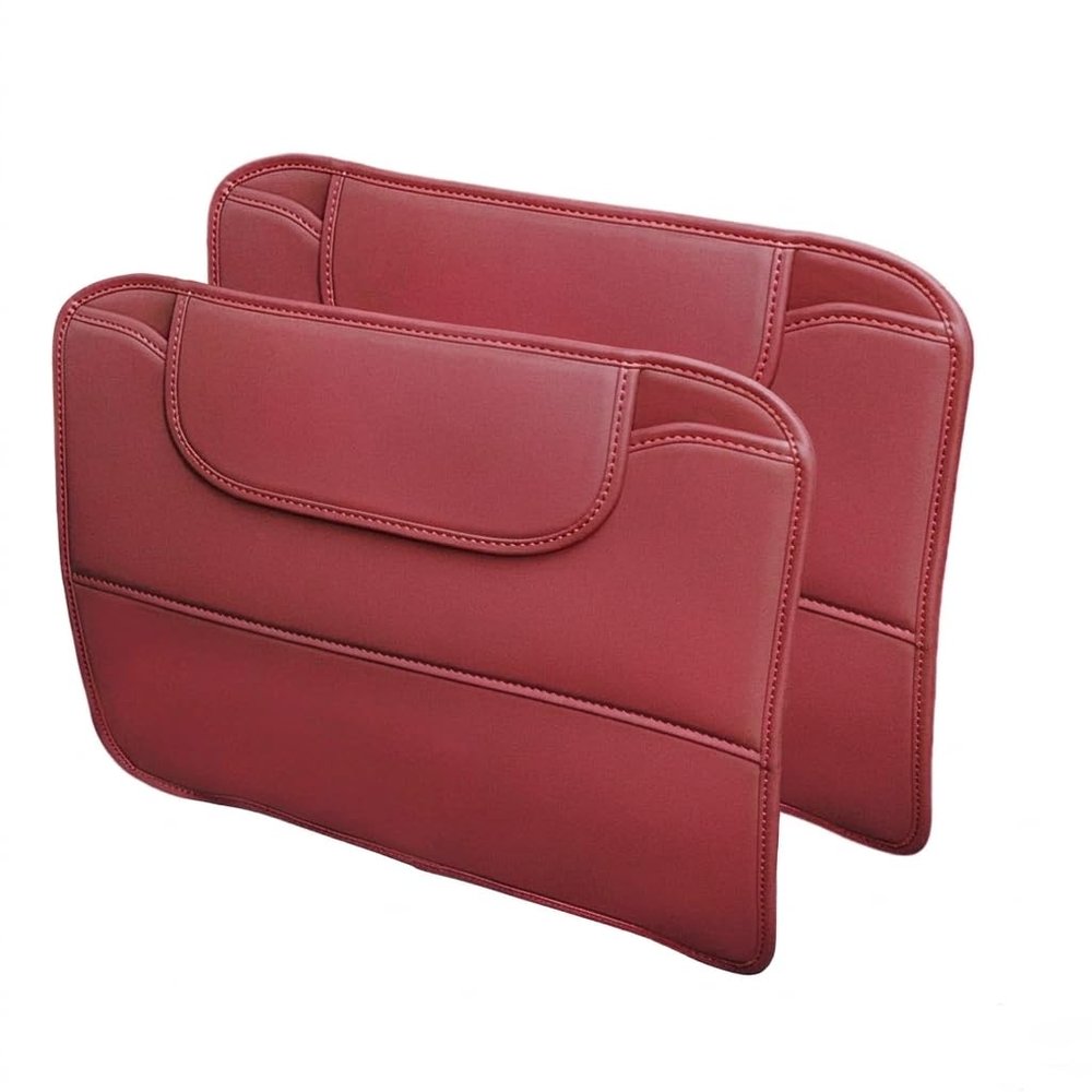 2 Pack Leather Kick Mats Back Seat Protectors for Jaguar XJ 2003-2019, Waterproof Seat Back Cover Easy Clean Auto Interior Protection Accessories,Red