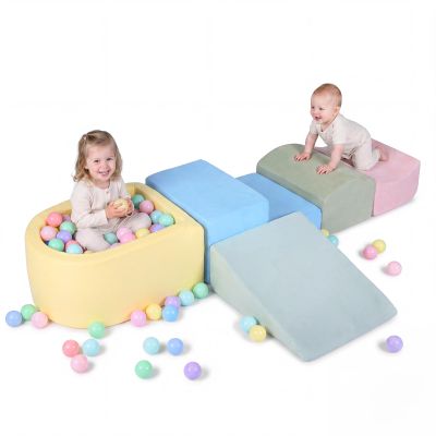INFANS Climbing Toys for Toddlers, Foam Climbing Blocks and Ball Pit for Baby, 5pc Kids Climb and Crawl Block Activity Structure Play Set, Indoor Foam Play Gym for Crawling and Sliding (Colorful)