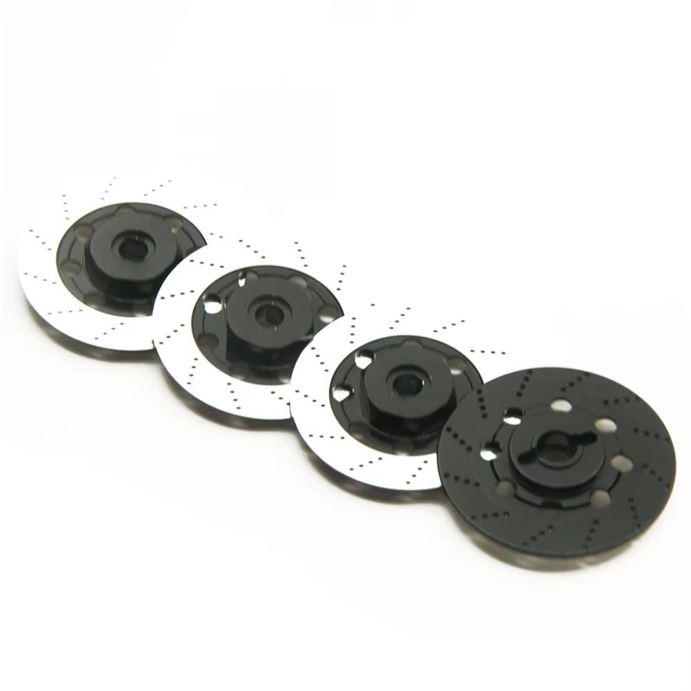 MYHWDRNU RC Car Parts Compatible with 3Racing for Sakura D4 1/10 RC Drift for Racing Car Accessories Aluminum Alloy Wheel Rim Brake Disc Box 12mm Hex Adapter(Black)