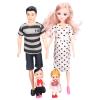 BTSEURY Family Doll Set, Lovely Vivid Dad Pregnant Mom Son Daughter Baby Doll with Movable Joints and Accessories, for Children Role Play Game Home Party view 1