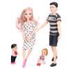 BTSEURY Family Doll Set, Lovely Vivid Dad Pregnant Mom Son Daughter Baby Doll with Movable Joints and Accessories, for Children Role Play Game Home Party view 2