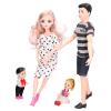 BTSEURY Family Doll Set, Lovely Vivid Dad Pregnant Mom Son Daughter Baby Doll with Movable Joints and Accessories, for Children Role Play Game Home Party view 3