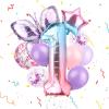 Hotalisona Birthday Happy Birthday Balloon Decorations Purple Pink Butterfly Number 1 Foil Star 1st First 31inch Happy Birthday Balloon Party Decorations view 1