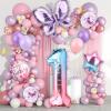 Hotalisona Birthday Happy Birthday Balloon Decorations Purple Pink Butterfly Number 1 Foil Star 1st First 31inch Happy Birthday Balloon Party Decorations view 3