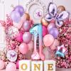 Hotalisona Birthday Happy Birthday Balloon Decorations Purple Pink Butterfly Number 1 Foil Star 1st First 31inch Happy Birthday Balloon Party Decorations view 4