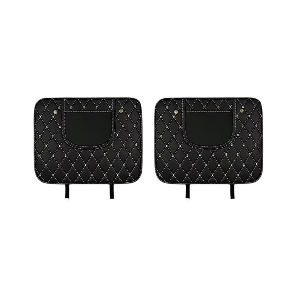 2 Pack Leather Kick Mats Back Seat Protectors for Citron C4 SpaceTourer 2006-2022, Waterproof Seat Back Cover Easy Clean Auto Interior Protection Accessories,Black-Beige