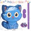 Sosation Cat Piata 16 Inch Blue Cat Shaped Piata with Blindfold Bat for Purple Birthday Kpop Party Decoration Friendship Fans Favor Decoration Wedding view 3