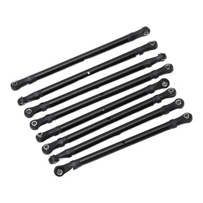 BTSEURY 8pcs RC Link Rod, Aluminum Alloy Linkage Rod End Kit for SCX10 313mm 1/10 Wheelbase Chassis, with High Precision and Durable Design (Black)