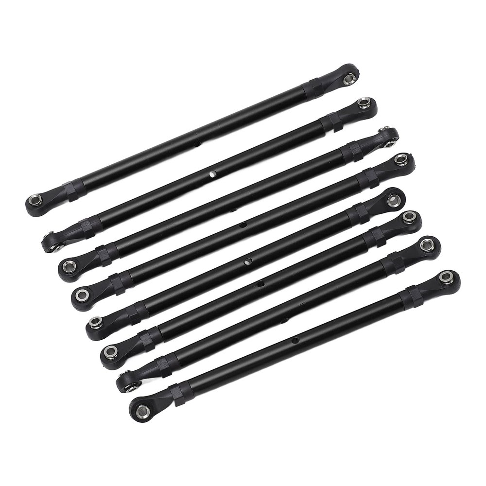 BTSEURY 8pcs RC Link Rod, Aluminum Alloy Linkage Rod End Kit for SCX10 313mm 1/10 Wheelbase Chassis, with High Precision and Durable Design (Black)