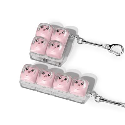 2 Pcs Keyboard Fidget Toy. Stress Relief Clicker Fidget Keyboard, Boost Focus and Calm Anxiety for Library Office HOMTransparent Base+Pink Cap
