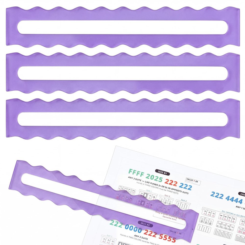 Amyhill 4 Pack Mahjong Guide Line Finder Acrylic Bright Scalloped Mahjong Rules Helper, Rules Reader for Players Women(Solid,Purple)