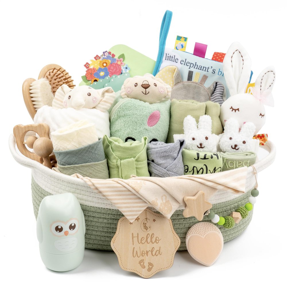 30 Piece Baby Gift Basket Luxury Curated Baby Gift Basket for Newborn
