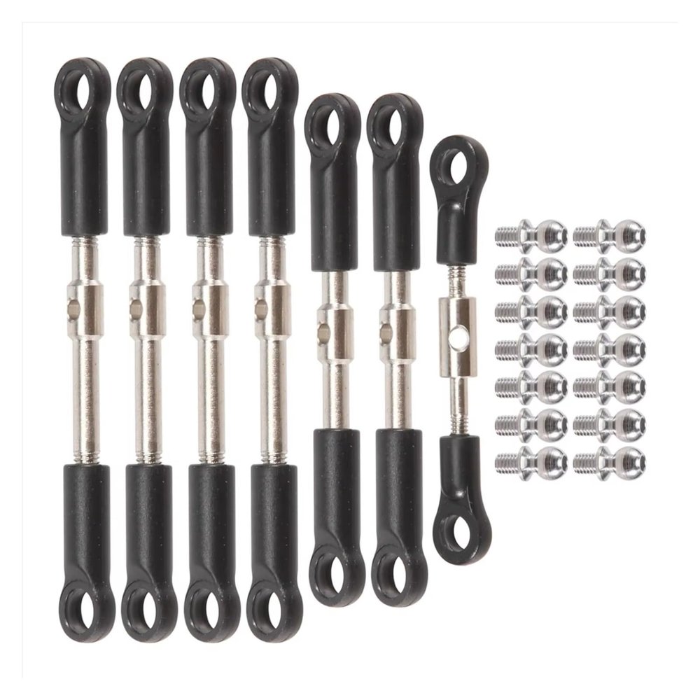 Adjustable Pull Rod for 144001 144002 144010 124016 124017 124018 124019 7Pcs Front Rear Tie Rod Servo Link with Ball Screw RC Car Spare Parts