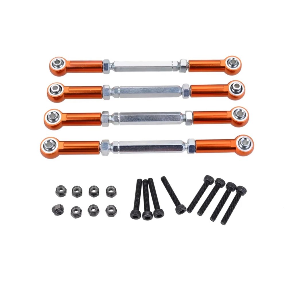 Adjustable Pull Rod for Zd for Racing for Hobao for HSP for HPI for Redcat for ARRMA 1/8 M5x112mm All-Metal Adjustable Tie Rod Rc Car Parts(Orange)