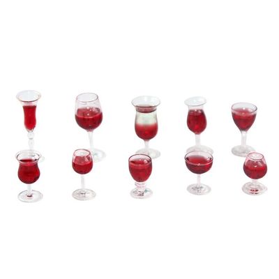 10 Pcs Red Wine Glasses, Dollhouse Accessories, 1/12 Scale Accessories, Dollhouse Miniatures for Dining Room, Table Setting and Cabinet Display