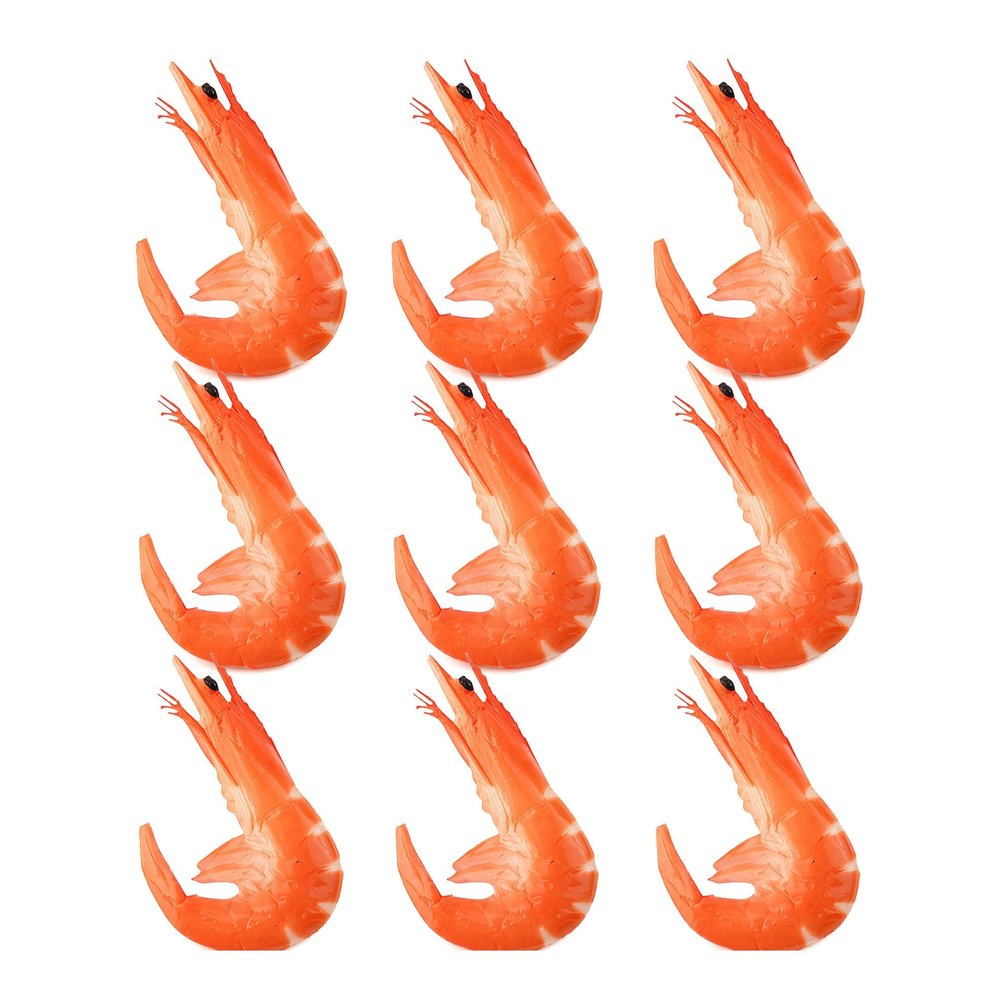 GALPADA Artificial Shrimp Model 9 Pieces Red PVC 2.95 X 1.77 X 0.59 in