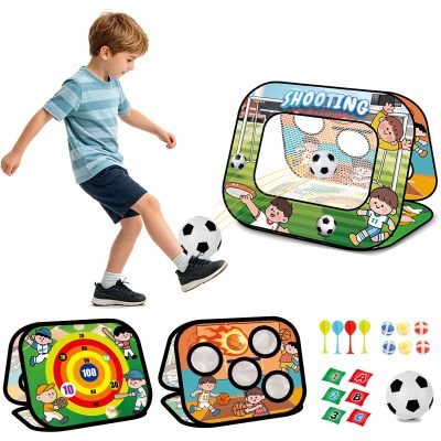 OndalisToy 3-in-1 Bean Bag Toss Game for Kids Soccer Goal, Cornhole & Dartboard Outdoor Toys for Toddlers Ages 3-8, Backyard Beach Lawn Party Games, Birthday for Boys Girls
