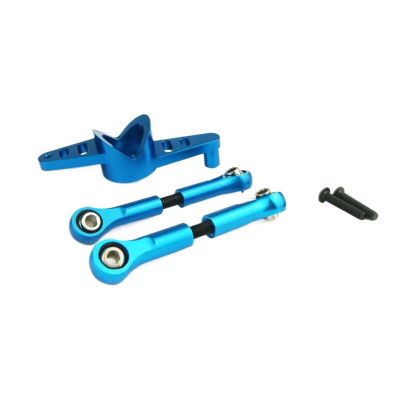Adjustable Pull Rod for Losi 1/5 5ive T 5T for Rofun for Rovan LT for KM X2 Aluminum Alloy Steering Dual Servo Arm Tie Rods Accessories(Blue)
