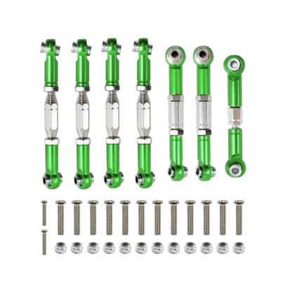 Adjustable Pull Rod for Wltoys 144001 144002 144010 124007 124016 124017 124019 Metal Front Rear Tie Rod Linkage Servo Link Set RC Car Upgrade Parts(Green)