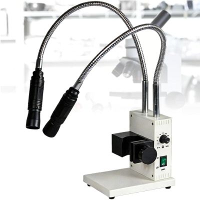 20w Dual Gooseneck Led Light Source, Fiber Optic Microscope Light Illuminator, Adjustable Brightness Size, for Industrial Stereo Microscope Camera