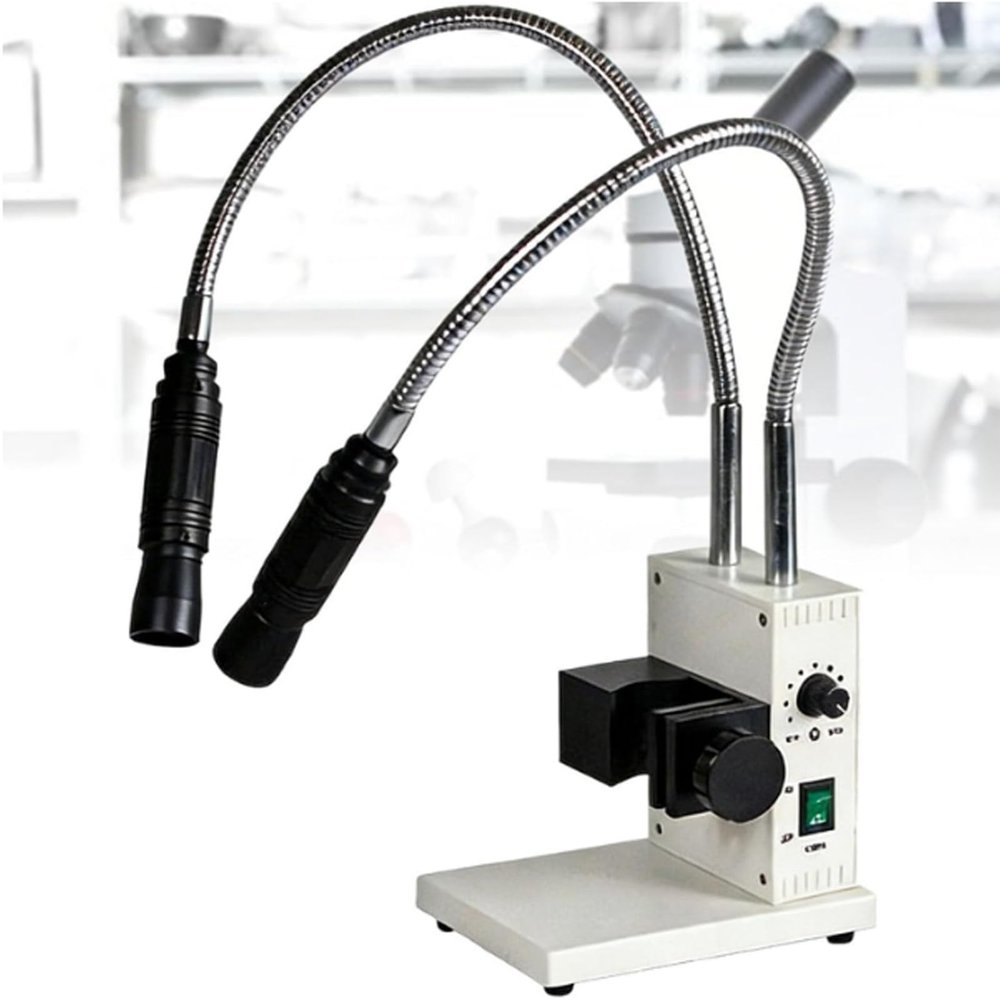 20w Dual Gooseneck Led Light Source, Fiber Optic Microscope Light Illuminator, Adjustable Brightness Size, for Industrial Stereo Microscope Camera