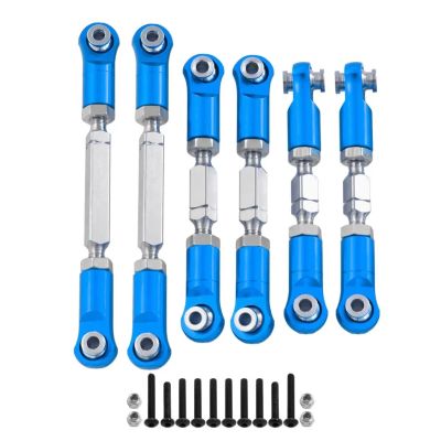 Adjustable Pull Rod for ARRMA 1/8 for Mojave 4X4 4S for BLX for Desert Truck RTR Aluminum Alloy Steering Link Rod Set Upgrade Parts Rc Crawler Car(Blue)