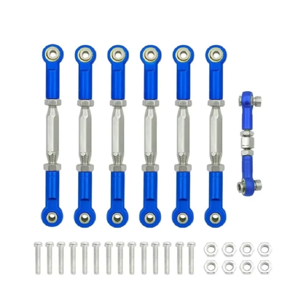 Adjustable Pull Rod for Traxxas for Slash 4X4 for VXL 2WD for Rustler for Stampede for Hoss 1/10 Turnbuckles Camber Link Rod Linkage Set RC Car Parts(Blue)