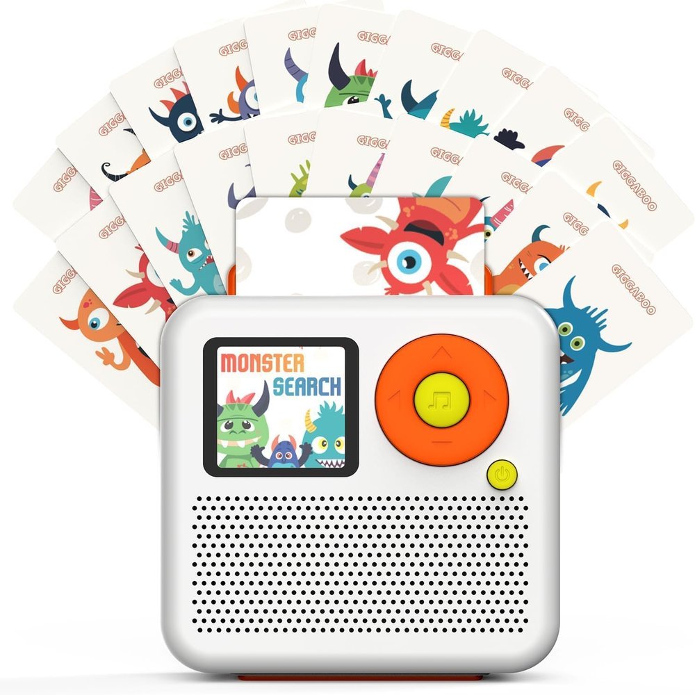 Giggaboo Player - Memory Game & Audio Player Set for Kids Aged 2 3 4 5 6 7 8| Screen-Free Bluetooth Audio Player for Stories, Music| Autism Sensory Games| Use as Speaker or with Headphones| DIY