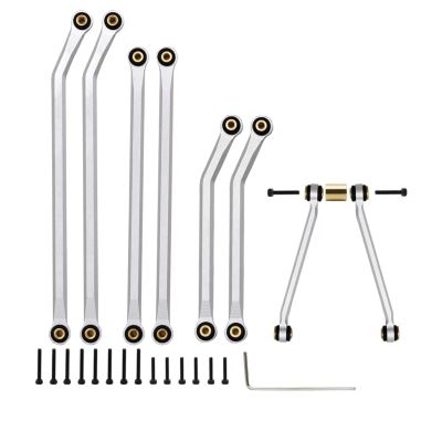 Adjustable Pull Rod for Axial for SCX24 for Gladiator AXI00005 1/24 CNC Aluminum High Clearance 4 Links Set RC Crawler Car Upgrade Parts(Silver)