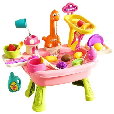Water Table Dinosaur Toy - Kids Outdoor Play Table, Dinosaur Faucet Activity, Summer Play Set for, Backyard Beach Water Sensory Toy Set for Preschoolers Aged 3+, Beach Backyard