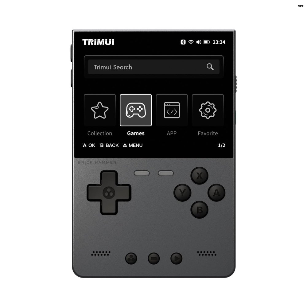 TRIMUI Brick Hammer Handheld Game Console, Mini Game Player with 3.2 inch IPS Screen, Portable Video Game Console with Built-in 64G TF Card (Grey 64G)
