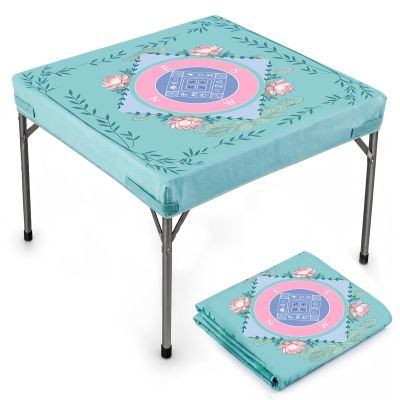 Chicplaid Felt Game Table Cover, Mahjong Table Cover Printed with Lotus for 34"x34" Folding Card, Machine Washable Fabric Felt for Poker Blackjack Bridge Board Games
