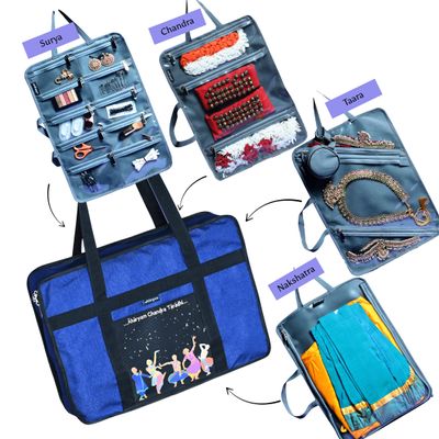 reMargam The Aharyam Bag - Dancers' Costume and Jewellery Bag (Dark Blue)