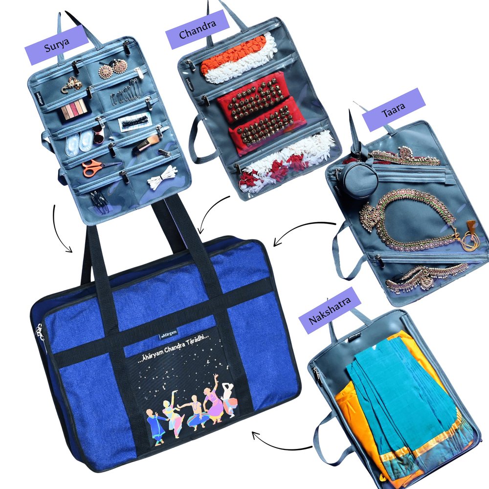 reMargam The Aharyam Bag - Dancers' Costume and Jewellery Bag (Dark Blue)